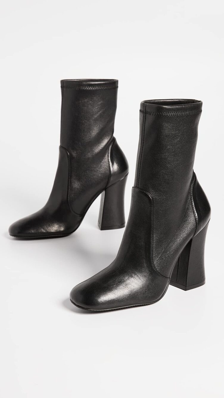 STUART WEITZMAN WOMEN'S CURVEBLOCK 100MM BOOTIES, BLACK, 9.5 MEDIUM US - Picture 5 of 5